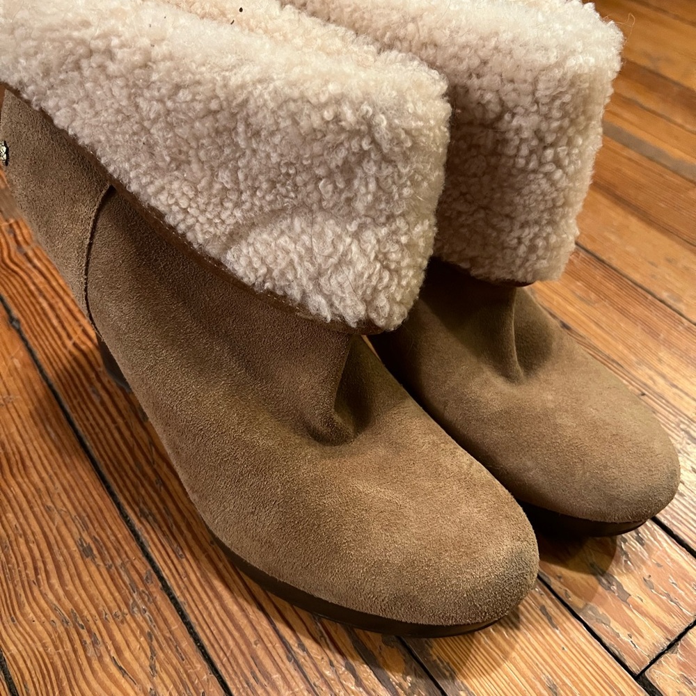 Women's Suede Ankle Boots with Faux Fur Lining